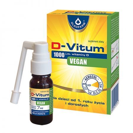 D-Vitum 1000 j.m. witaminy D VEGAN dla dzieci po 1 roku życia i dorosłych 1000 j.m., aerozol, 7ml