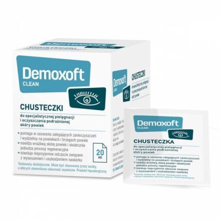 DEMOXOFT Clean chusteczki do specjalistycznej pielęgnacji i oczyszczania powiek, 20 sztuk