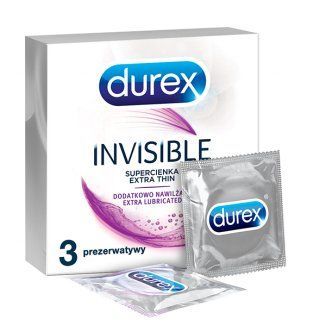 Durex Invisible, prezerwatywy super cienkie, 3 sztuki