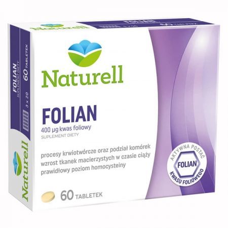NATURELL Folian kwas foliowy 400mcg 60 tabletek
