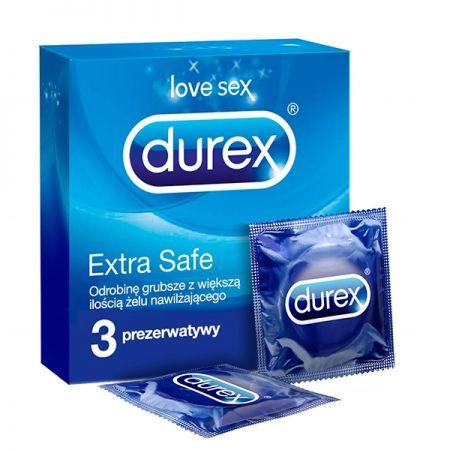Prezerwatywy DUREX Extra Safe nawilżane, grubsze, 3 sztuki