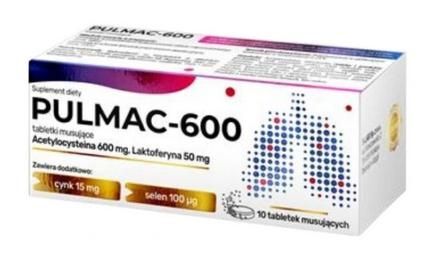 Pulmac 600 acetylocysteina + cynk + selen 10 tabletek musujących