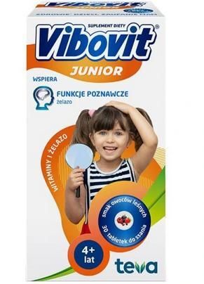 Vibovit Junior Witaminy i żelazo, dla dzieci po 4 roku życia, 30 tabletek